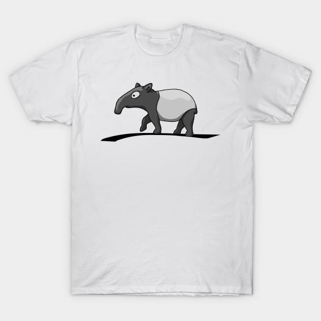 Funny Cute Cartoon Malayan Tapir Drawing Fan-Art T-Shirt by SkizzenMonster